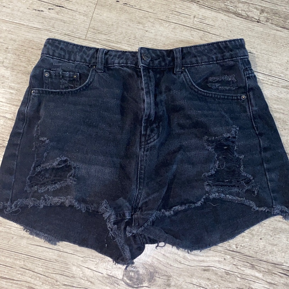 target black denim shorts